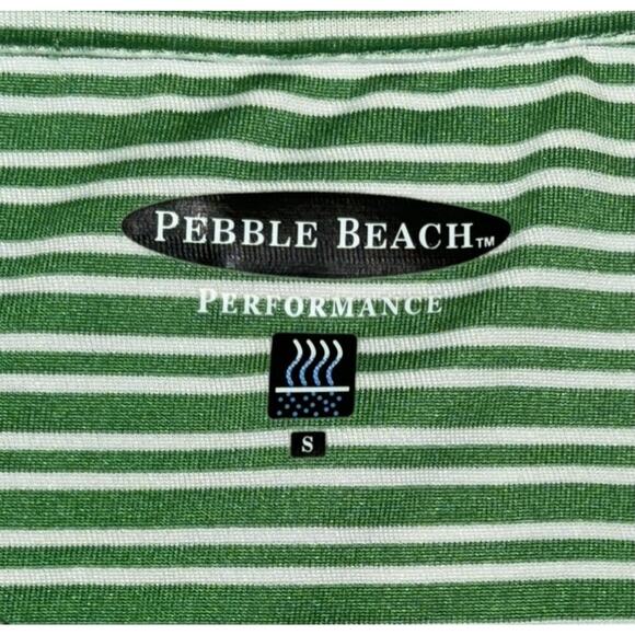 Pebble Beach Men's Performance Golf Polo Shirt Green Stripe Small Stretch SS EUC - Picture 7 of 7